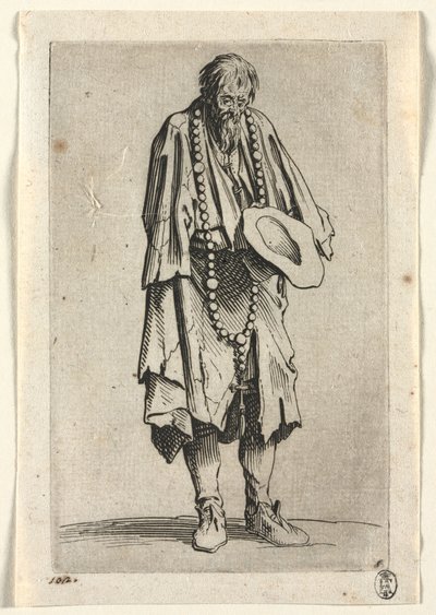 Kerjäläiset: Beggar with Rosary , c. 1623. tekijältä Jacques Callot