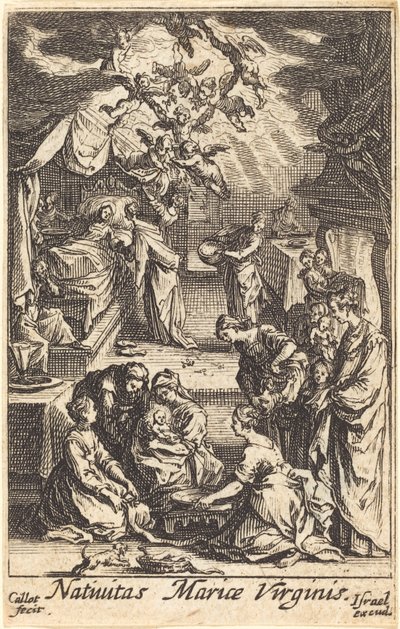 Neitsyen syntymä vuonna 1630 tai sen jälkeen. tekijältä Jacques Callot