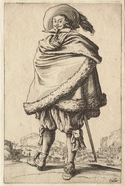 Turkisreunaiseen viittaansa kietoutunut herrasmies tekijältä Jacques Callot