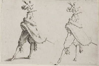 The Capricesin herrasmies takin kanssa, poseeraa kädet lantiolla tekijältä Jacques Callot