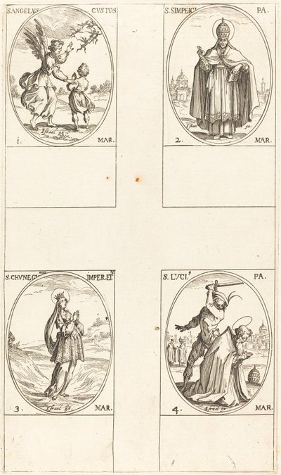 Suojelusenkeli, St. Simplici, St. Cunegundes, St. Luci. tekijältä Jacques Callot