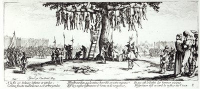 Riippuva levy 11 teoksesta "The Miseries and Fortunes of War", kaiverrus Israel Henriet (n. 1590-1661) 1633 tekijältä Jacques Callot