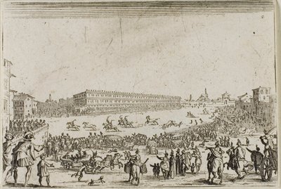 Hevoskilpailut Pittin palatsissa Firenzessä, Capricesista tekijältä Jacques Callot