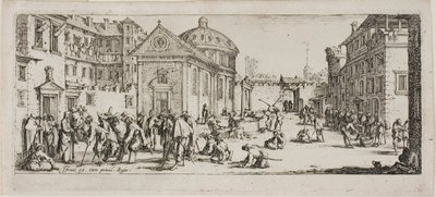Sairaala, levy viisitoista teoksesta Sotien kurjuus. tekijältä Jacques Callot