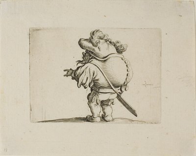 Suuri vatsainen mies, joka on koristeltu nappikiivoilla, Varie Figure Gobbi tekijältä Jacques Callot