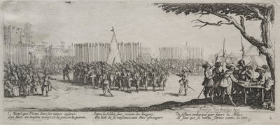 Sodan suuret kurjuudet: joukkojen ilmoittautuminen, 1633. tekijältä Jacques Callot