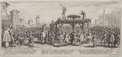 Les grans misèries de la guerra: execució al Wheelfinnish tekijältä Jacques Callot