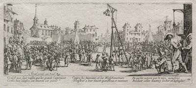 Sodan suuret kurjuudet: Strappado, 1633. tekijältä Jacques Callot