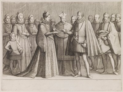 Ferdinand I:n ja Lothringenin Christinen häät sarjasta "Ferdinand de Medicin elämä" tekijältä Jacques Callot