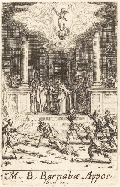 Pyhän Barnabaan marttyyrikuolema, n. 16341635. tekijältä Jacques Callot