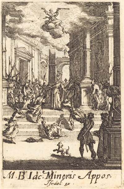 Pyhän Jaakobin marttyyrikuolema, n. 16341635. tekijältä Jacques Callot