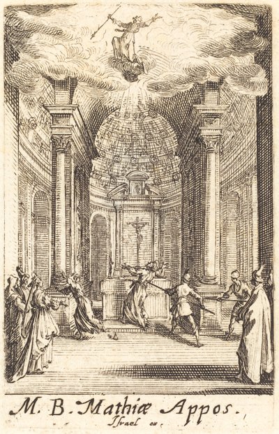 Pyhän Mattiaan marttyyrikuolema, n. 16341635. tekijältä Jacques Callot