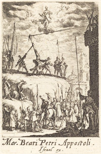 Pyhän Pietarin marttyyrikuolema, n. 16341635. tekijältä Jacques Callot