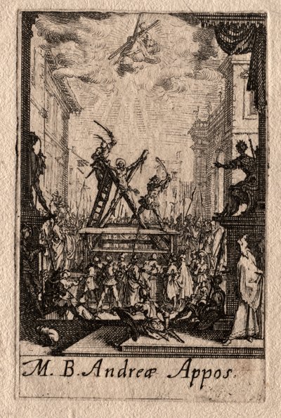 Apostolien marttyyrikuolema: Pyhä Andreas tekijältä Jacques Callot