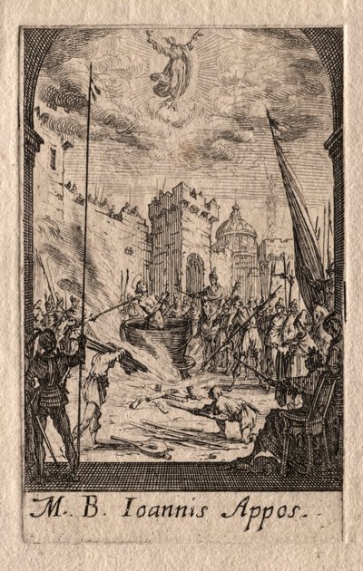 Apostolien marttyyrikuolema: Pyhä Johannes Evankelista tekijältä Jacques Callot