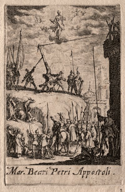 Apostolien marttyyrikuolema: Pyhä Pietari. tekijältä Jacques Callot