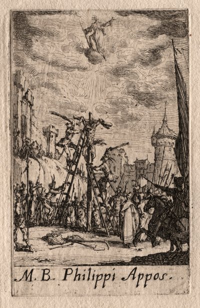 Apostolien marttyyrikuolema: Pyhä Filippus. tekijältä Jacques Callot