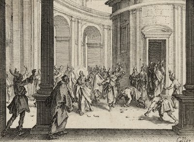 Temppelistä ajetut kauppiaat, 1635 tekijältä Jacques Callot