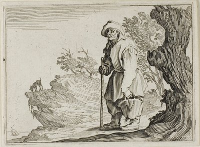 Laukkuaan kantava talonpoika, The Capricesista tekijältä Jacques Callot