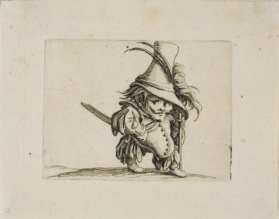 Potbulied mies pitkällä hatulla, Varie Figure Gobbilta tekijältä Jacques Callot