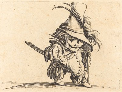 Pulloinen mies pitkällä hatulla tekijältä Jacques Callot