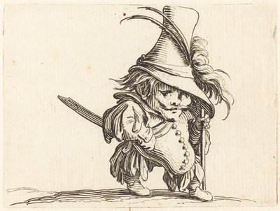 Pulloinen mies pitkällä hatulla tekijältä Jacques Callot