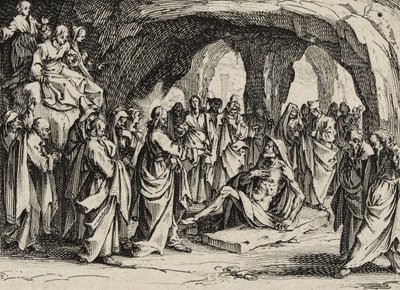 Lasaruksen ylösnousemus, 1635 tekijältä Jacques Callot