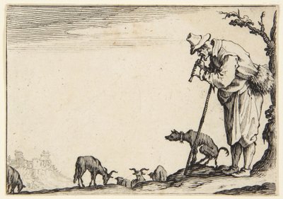 Huilua soittava paimen tekijältä Jacques Callot