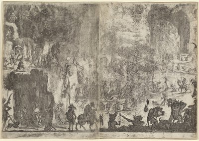 Pyhän Antoniuksen kiusaus [ensimmäinen versio] tekijältä Jacques Callot