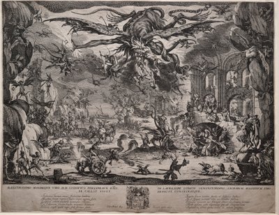 Pyhän Antoniuksen kiusaus toinen versio, 1635. tekijältä Jacques Callot