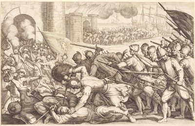 Joukot murtautuvat kaupungin portista tekijältä Jacques Callot