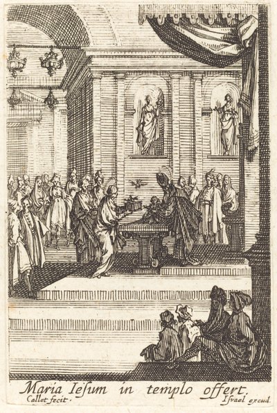 Neitsyt esittelee Jeesuksen temppelissä tekijältä Jacques Callot