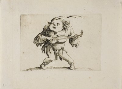 Heippuva mies, joka soittaa kitaraa, Varie Figure Gobbi tekijältä Jacques Callot