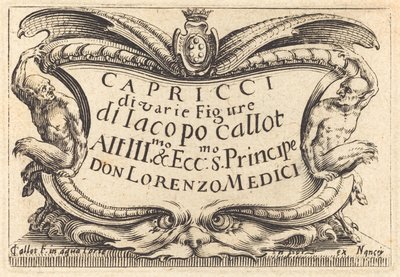 Otsikko "The Capricci" tekijältä Jacques Callot