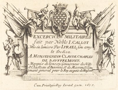 Otsikko "Sotilasharjoitukset" tekijältä Jacques Callot