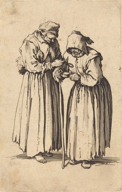 Kaksi kerjäläistä naista tekijältä Jacques Callot