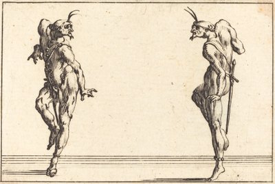 Two Pantaloons Dancing, c. 1617. tekijältä Jacques Callot