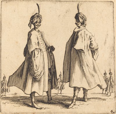 Kaksi turkkilaista, 1617 ja 1621. tekijältä Jacques Callot