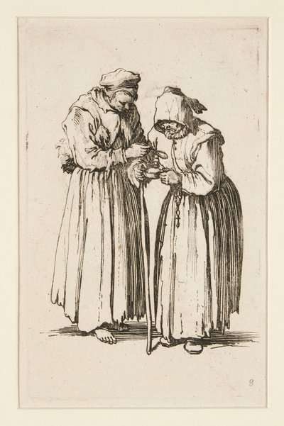 Kaksi kerjäläistä naista, Kerjäläisistä (Les deux mendiantes) tekijältä Jacques Callot
