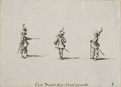 Aseeton harjoitus, levy yksi sotilasharjoituksista (The Military Exercises) tekijältä Jacques Callot