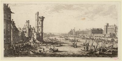 Näkymä Louvresta ja entisestä Porte de Neslestä (IFF 667). tekijältä Jacques Callot