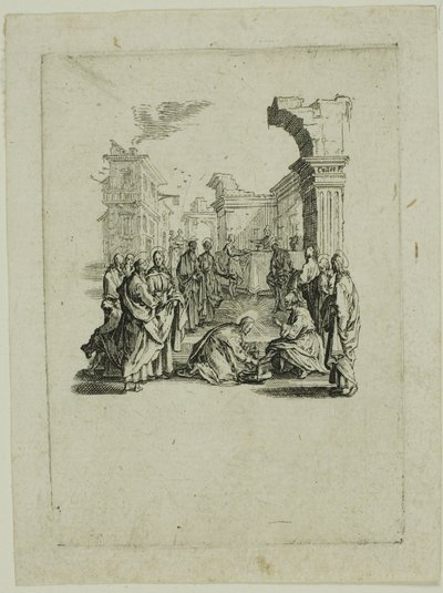 Jalkojen pesu, kappaleesta Pieni passio tekijältä Jacques Callot