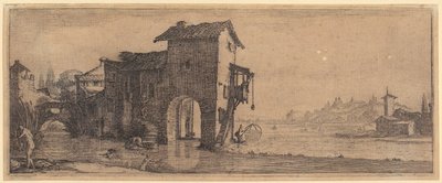Vesimylly, sarjan ”Neljä maisemaa” 3. arkki tekijältä Jacques Callot