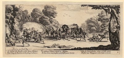 postivaunujen hyökkäys, sarjan ”Sodan kauhut” 8. osa tekijältä Jacques Callot