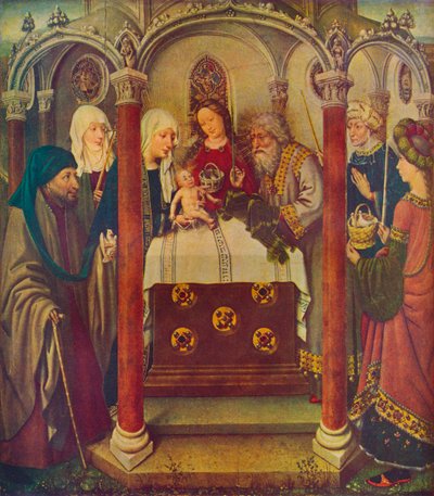 "Kristuksen esittely temppelissä", 1400-luku tekijältä Jacques Daret