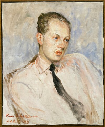 Tutkimus Pierre Drieu La Rochellen (1893-1945) muotokuvaa varten. Jacques Emile Blanchen (1861-1942) maalaus öljy kankaalle tekijältä Jacques Emile Blanche