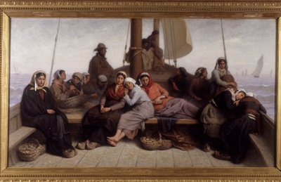 Osterikalastusta veneen kannella - Eugene Feyenin (1815-1908) maalaus, n.d. tekijältä Jacques Eugene Feyen