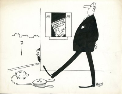 Paris-Presse, satiirinen B  W:ssä. tekijältä Jacques Faizant