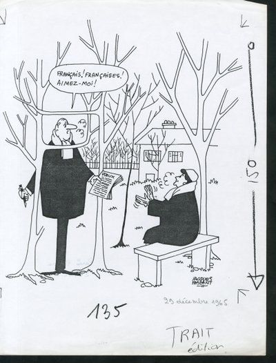 Paris-Presse, satiirinen B  W:ssä. tekijältä Jacques Faizant