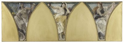 Luonnos Pariisin kaupungintaloa varten: Languedoc. Gascogne. Lyonnais, noin 1888 (öljy kankaalle). tekijältä Jacques Fernand Humbert